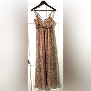 She + Sky Snake Print Maxi Dress - Pink and Brown